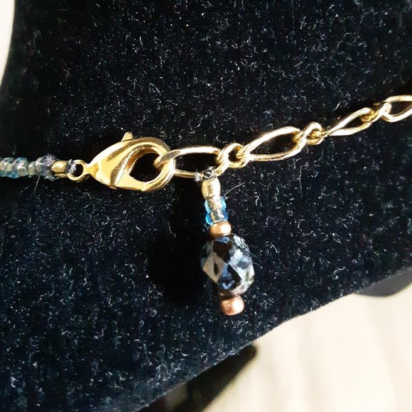 Blue Iridescent Seed Bead Necklace - Picture 4 of 13